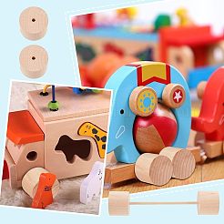 12 шт. колеса для транспортного средства из дерева схима и 12 шт. палочки из дерева схима&nbsp;DIY-OC0004-20