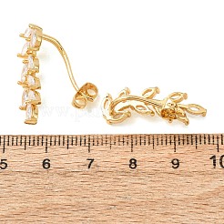 Aretes de latón con circonitas cúbicas pavé para mujer&nbsp;KK-CBADCD7-01G