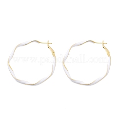 Orecchini a cerchio in ottone smaltato con anello twist&nbsp;EJEW-P301-01G-A