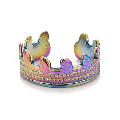 Ионное покрытие (IP) радужного цвета из нержавеющей стали 304 в форме листа открытое кольцо-манжета для женщин&nbsp;RJEW-C025-03M