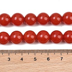 天然染め白翡翠ビーズ連売り  スムーズなラウンド  ファイヤーブリック  12mm  穴：1.2mm  約33個/連  14.96''（38センチメートル）&nbsp;GG-CBAEB22-B01-12mm-06