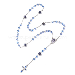 Круглые четки из натурального лазурита и стекла&nbsp;NJEW-JN05717