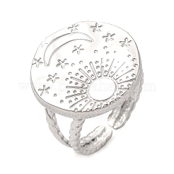 Кольцо-манжета с изображением солнца и луны из нержавеющей стали 304&nbsp;X-RJEW-B027-20P