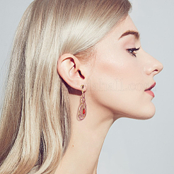 4 пара двухцветных сережек-гвоздиков в форме капли со стразами EJEW-FI0002-42