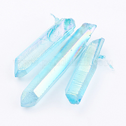 Cuentas de perlas graduadas de cristal de cuarzo natural electrochapado&nbsp;LS-G-P315-A07