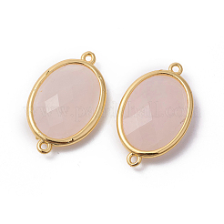 Соединители звеньев золотистого цвета из латуни и розового кварца&nbsp;G-F339-A08