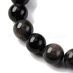 Натуральный серебристый блеск нитей обсидиана&nbsp;G-F808-C01-14mm