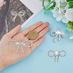 4 шт. 4 стиля брошь-булавка в виде банта со стразами и пластиковыми бусинами-жемчужинами JEWB-HY0001-06