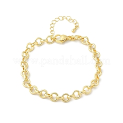 Латунные браслеты-цепочки с кольцами для женщин и мужчин&nbsp;X-BJEW-K273-09G