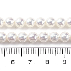 UVメッキパールガラスパールビーズ連売り  模造オーストリアクリスタルビーズ  ラウンド  フローラルホワイト  6mm  穴：0.6mm  約65~66個/連  15.55~15.75インチ（39.5cm）&nbsp;GLAA-F128-01A-T1