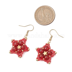 5 пара сережек-подвесок из натуральных и синтетических камней EJEW-JE06238