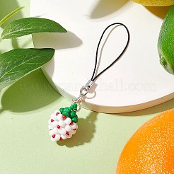ガラスシードビーズ携帯ストラップ3個  苺  ミックスカラー  9.2cm  3個/セット&nbsp;HJEW-MZ00101
