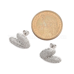 Orecchini a bottone da donna in ottone con micro pavé di zirconi trasparenti&nbsp;EJEW-F352-06P