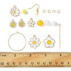 Наборы для изготовления висячих серег из сплава эмали с цветами и акриловыми бусинами своими руками&nbsp;DIY-FS0006-31