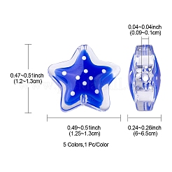 5шт 5 цвета стеклянные бусины LAMP-YW0001-11