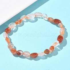 天然レッドクォーツビーズストレッチブレスレット（女性用）  ヌンゲット  ビーズ：6~12x6~8x4~7mm  内径：1.89~2.01インチ（4.8~5.1cm）&nbsp;BJEW-Z158-02B-02