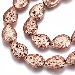 Гальванические бусины из натуральной лавы G-T131-87RG