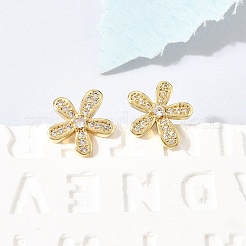 Pendientes de latón con micropavé de circonitas cúbicas transparentes para San Valentín&nbsp;EJEW-C186-22G-01