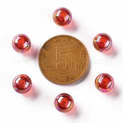 透明なアクリルビーズ  ABカラーメッキ  ラウンド  レッドオレンジ  8x7mm  穴：2mm  約1745個/500g&nbsp;MACR-S370-B8mm-712