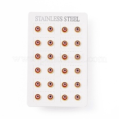 レジンナザールボンジュウスタッドピアス  女性用ゴールデン 304 ステンレススチール ジュエリー  レッド  7.5mm  ピン：0.8mm&nbsp;EJEW-P212-17G-01