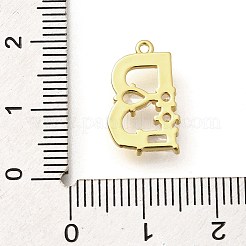 真鍮製マイクロパヴェキュービックジルコニアペンダント  文字a-zのチャーム  ゴールドカラー  文字B  16x12x2.5mm  穴：1mm&nbsp;KK-M310-01G-02
