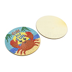 Kits de tapis de tasse en bois de peinture de diamant de thème d'animal marin de bricolage&nbsp;DIY-H163-01