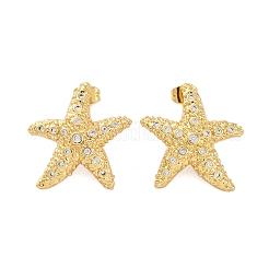 Серьги-гвоздики из латуни с микро-паве из прозрачного кубического циркония для женщин&nbsp;EJEW-C125-27C-G