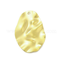 テクスチャ加工された201ステンレススチールペンダント  ゴールドカラー  卵  30x20x1.5mm  穴：1.8mm&nbsp;STAS-A069-01G