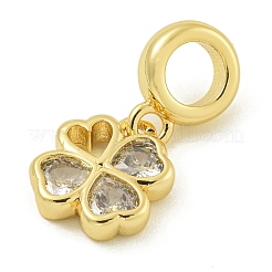 Стойка покрытие латунь паве прозрачный кубический цирконий клевер европейские подвески KK-Z067-36G