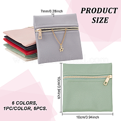 6 шт. 6 цвета искусственной кожи сумки для хранения ювелирных изделий на молнии ABAG-NB0002-15A
