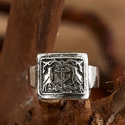 Прямоугольные кольца с узором из птиц и цветов из сплава&nbsp;FS-WGF2270-04