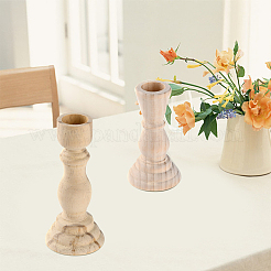 2 bougeoir en bois non teinté de 2 styles&nbsp;DIY-GF0004-48