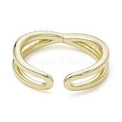 Стойка покрытие латунь микро паве кубический цирконий открытые манжеты кольца RJEW-K257-19G