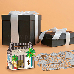 Stanzschablonen aus Kohlenstoffstahl mit Strandhausmotiv&nbsp;DIY-WH0309-3818