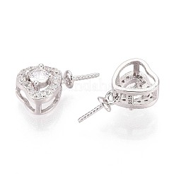 925 colgante de corazón de circonita cúbica micropavé de plata de ley con cierre de presión&nbsp;STER-N016-91P