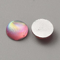 オペーク樹脂カボション  模造シェル  ABカラー  半円/ドーム  ピンク  9.5x3.5mm&nbsp;CRES-WH0010-044C