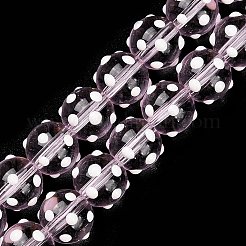 凹凸のある透明なガラスビーズの連売り  手描きのビーズ  エナメル  ラウンド  パールピンク  10~11mm  穴：1.5~1.6mm  約36~40個/連  13.19~14.76インチ（33.5~37.5cm）&nbsp;LAMP-F032-03A