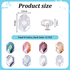 96шт 8 цвета гальванические стеклянные бусины&nbsp;EGLA-PH0001-78