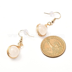 Серьги-подвески из круглых бусин из разных камней EJEW-JE04659