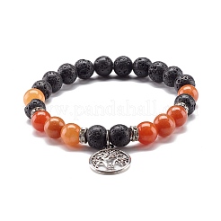 Bracelet extensible de perles de pierres précieuses mélangées rondes naturelles&nbsp;BJEW-JB06966