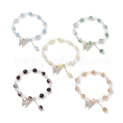 5шт. браслеты из хрустального имитационного нефрита и прозрачного стекла с бусинами&nbsp;BJEW-JB11859