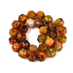 天然マルチカラー瑪瑙ビーズ連売り  ランタン  染め＆加熱  ダークオレンジ  13~14x12~13mm  穴：0.6~1mm  約28個/連  14.96~15.16インチ（38~38.5cm）&nbsp;G-Q606-76