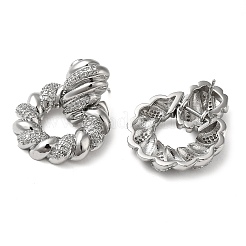 Серьги с подвесками и прозрачным кольцом из кубического циркония EJEW-G373-03P