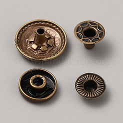 合金スナップボタン  綿パッデッド服コートダウンジャケットバックル  花付きフラットラウンド  アンティークブロンズ  16.5x7.5mm  4個/セット&nbsp;FIND-WH0421-74L