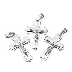 イースター用の変色防止 304 ステンレススチール製十字架クロス 大きなペンダント  49x33mm  穴：12mm&nbsp;STAS-V0493-79C