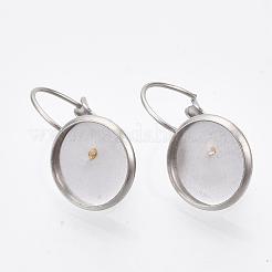 Устойчивый к потускнению плоский круглый поднос гладкая поверхность нержавеющая сталь 304 фурнитура для сережек с застежкой-рычагом&nbsp;X-STAS-R065-66