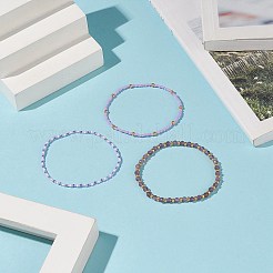 3 個 3 スタイルの天然アメジスト & ガラスシードビーズストレッチブレスレットセット女性用  内径：1-7/8~2インチ（4.8~5cm）  1個/スタイル&nbsp;BJEW-JB09171-05