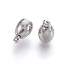 変色しにくい304ステンレススチールコードエンド  エンドキャップ  ステンレス鋼色  9x6mm  穴：1.8mm  内径：4mm&nbsp;STAS-F188-13P
