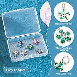 6 шт. 6 цвета латунные подвески с микропаве и кубическим цирконием&nbsp;KK-TA0002-10P