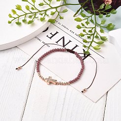 Регулируемый браслет из плетеных бусин с нейлоновым шнуром BJEW-JB05732-01